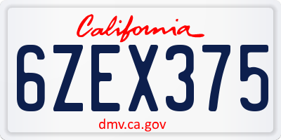 CA license plate 6ZEX375