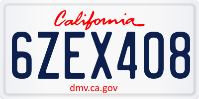 CA license plate 6ZEX408