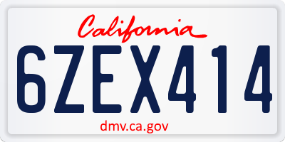 CA license plate 6ZEX414