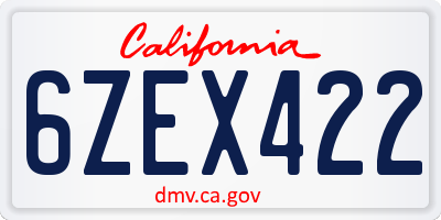 CA license plate 6ZEX422