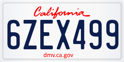 CA license plate 6ZEX499
