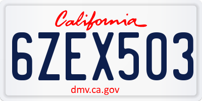 CA license plate 6ZEX503