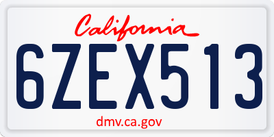 CA license plate 6ZEX513