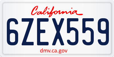 CA license plate 6ZEX559