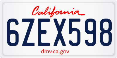 CA license plate 6ZEX598