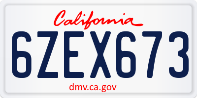 CA license plate 6ZEX673