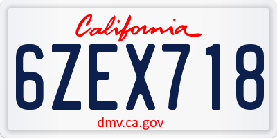 CA license plate 6ZEX718
