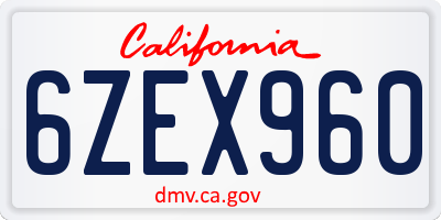 CA license plate 6ZEX960