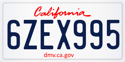 CA license plate 6ZEX995