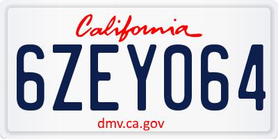 CA license plate 6ZEY064