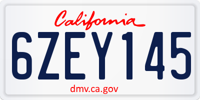 CA license plate 6ZEY145