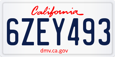 CA license plate 6ZEY493