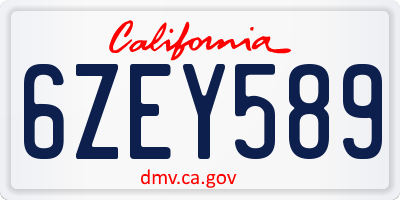 CA license plate 6ZEY589