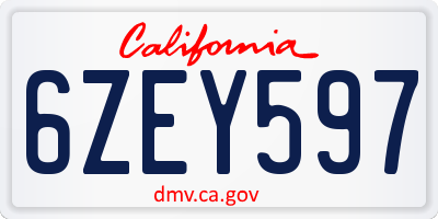 CA license plate 6ZEY597
