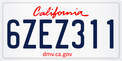 CA license plate 6ZEZ311