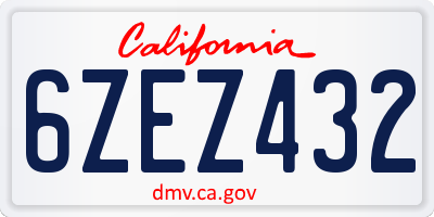 CA license plate 6ZEZ432
