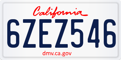 CA license plate 6ZEZ546