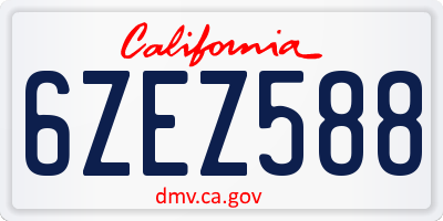 CA license plate 6ZEZ588