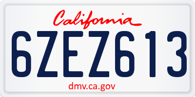 CA license plate 6ZEZ613