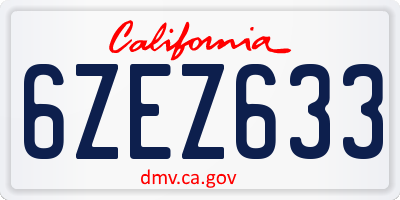 CA license plate 6ZEZ633
