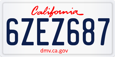 CA license plate 6ZEZ687