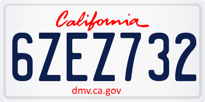 CA license plate 6ZEZ732
