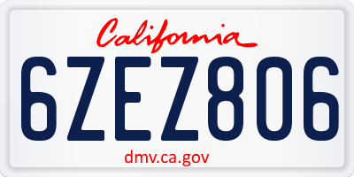 CA license plate 6ZEZ806