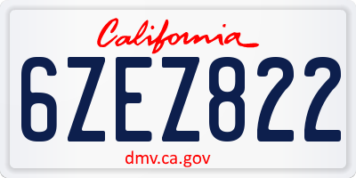 CA license plate 6ZEZ822