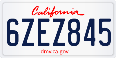 CA license plate 6ZEZ845