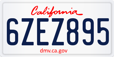CA license plate 6ZEZ895