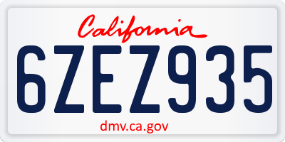 CA license plate 6ZEZ935