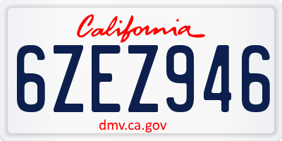 CA license plate 6ZEZ946
