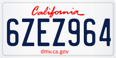 CA license plate 6ZEZ964