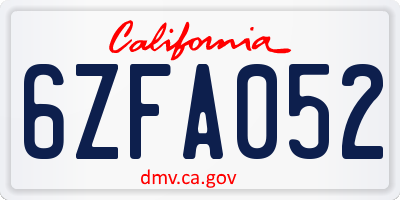 CA license plate 6ZFA052
