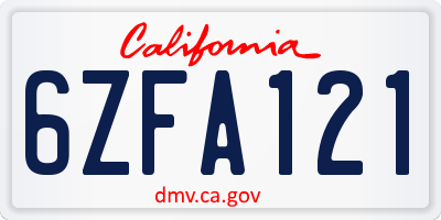 CA license plate 6ZFA121