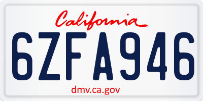 CA license plate 6ZFA946