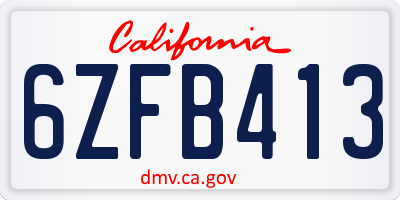 CA license plate 6ZFB413