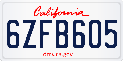 CA license plate 6ZFB605