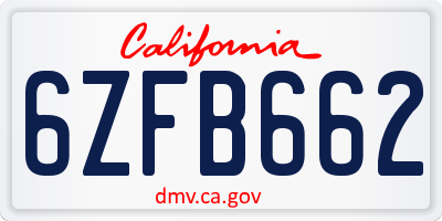CA license plate 6ZFB662