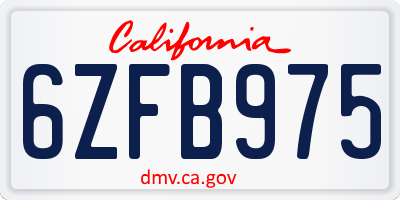 CA license plate 6ZFB975