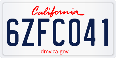 CA license plate 6ZFC041