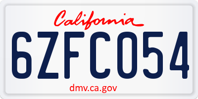 CA license plate 6ZFC054