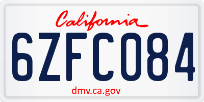 CA license plate 6ZFC084