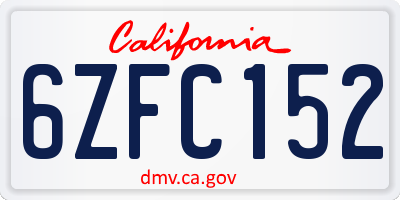 CA license plate 6ZFC152