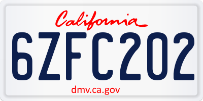 CA license plate 6ZFC202