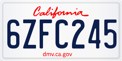 CA license plate 6ZFC245