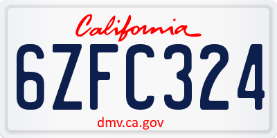 CA license plate 6ZFC324