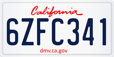 CA license plate 6ZFC341
