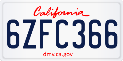 CA license plate 6ZFC366