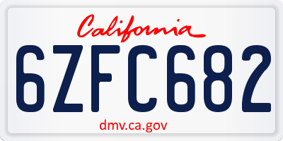 CA license plate 6ZFC682